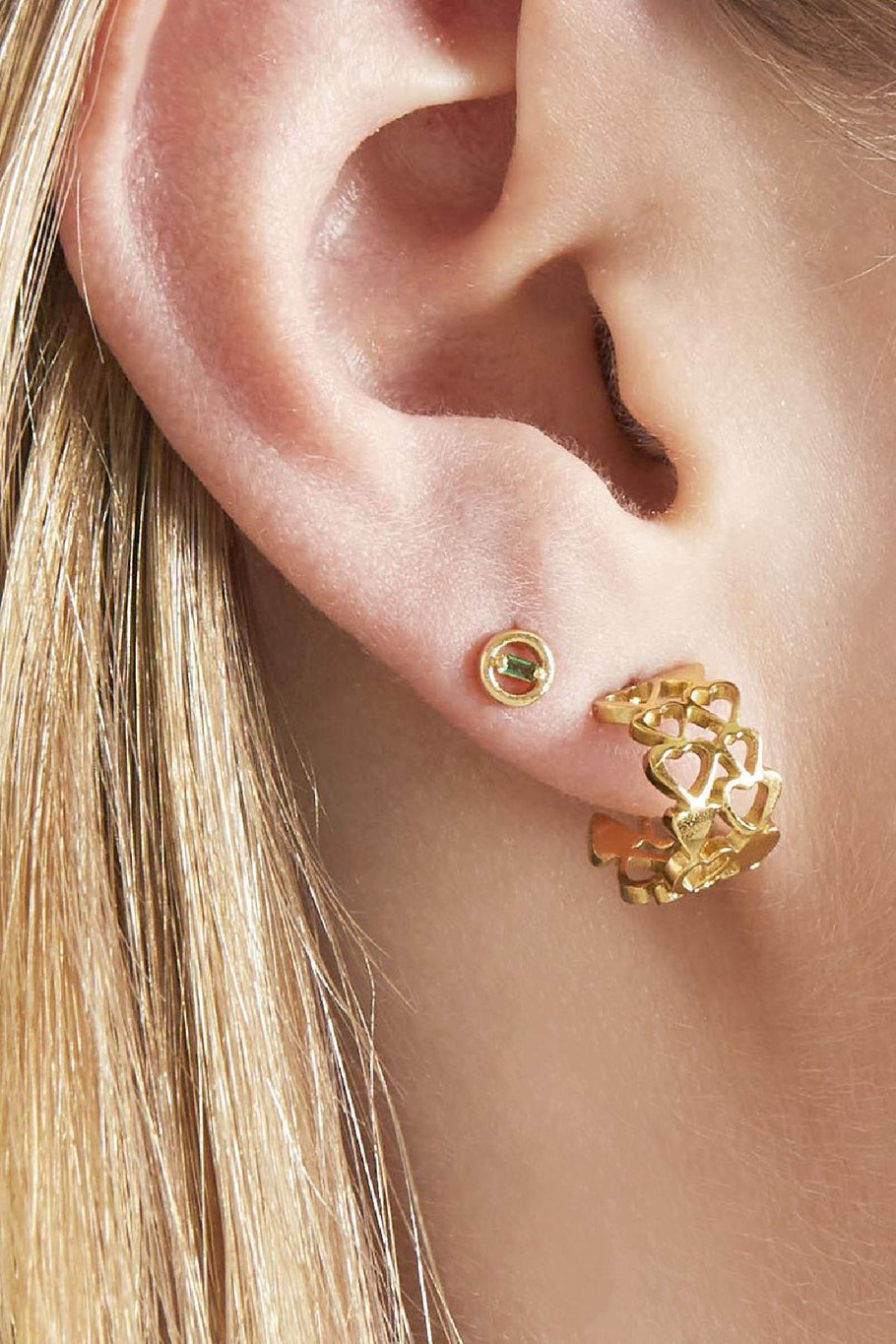 Earrings Bonded Hearts Gold Color Stainless Steel Picture2